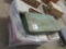 (4) ice chests, wooden tool trunk, (2) tubs misc tools