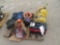 (3) gas cans, comea long, (2) welding hoods, toolbox, misc