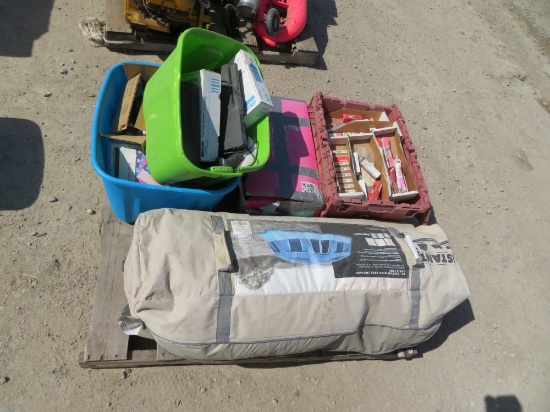 12 person tent, spark plugs, misc