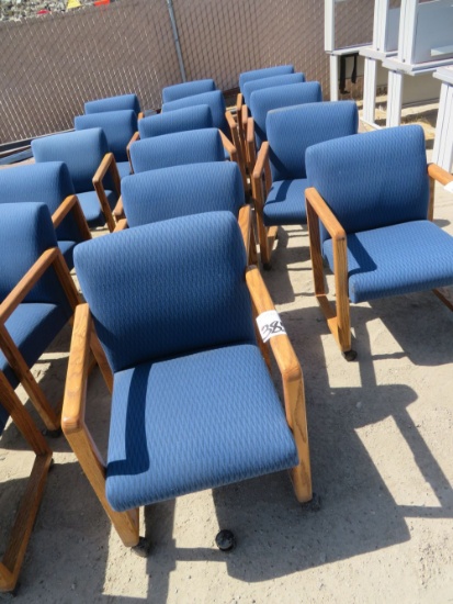 (6) Blue & wooden chairs