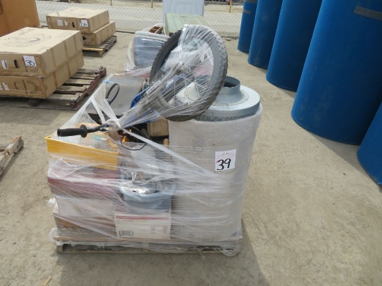 Yamaha kids bike, glass tiles, heater parts, spot light, ryobi router, misc tools