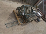 (3) green metal wagons