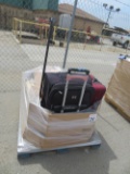 (3) suitcases, liquor decanters, purses, makeup bag, misc