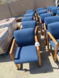 (6) Blue & wooden chairs