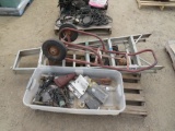 Misc tools, ladder, hand truck