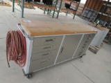 6' 12 drawer metal toolbox w/wooden top