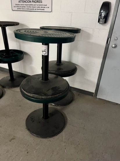 4 Metal Round Green Tables