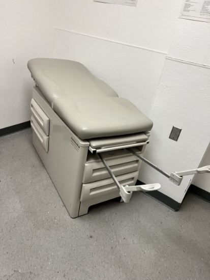 Top Cabinet, Desk, Bio-Hazard Bucket, Blood Pressure Monitor, Medical Exam Table Misc Items