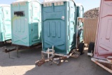 (2) portapotties, wash station on trailer -blue