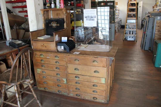 Oak Cabinet w/ 13 Drawers Made for Cash Register