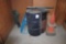 (2) - 1/2 Cut Barrels, (2) Folding Chairs, (7) Cones