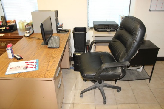Desk, Computer, Chair, Cabinet