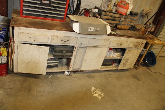 90" Wood Shop Cabinet w/Contents
