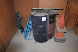 (2) - 1/2 Cut Barrels, (2) Folding Chairs, (7) Cones