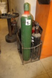 Oxygen Tank & 3 - Acetylene Tanks w/Stand