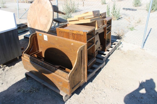 Rolling Counter w/Drawers, Wood Table, Chair