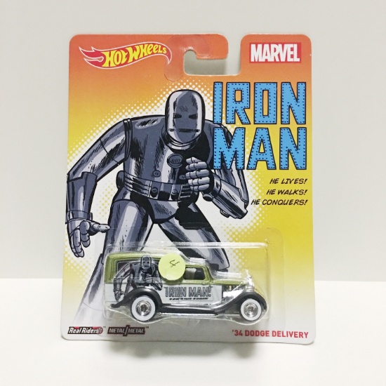 Hot Wheels Pop Culture Marvel Iron Man '34 Dodge Delivery Real Riders Metal/Metal