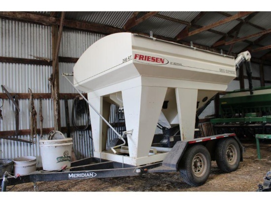 Friesen 240RT Seed Tender on Meridian Trlr, Tandem Axle w/Honda GS160 Engine & Roll Tarp (Good)