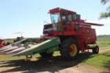 MF #750 Combine w/ Red Cab, Dsl. 372 Perkins Eng., 18Ft. Bean Head will sell with Machine