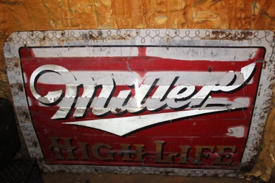 Miller High Life Dbl. Sided Met. Sign, 45 1/2 In. x 68 In.