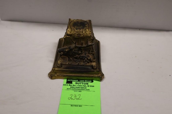 BPOE Elks Inkwell w/Roman Numeral Clock Embossed in Lift-lid.