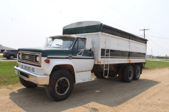 1975 Chevy Truck C-65, Vin#CCE675V129073, 20ft steel box, Shurco Shur-lock roll tarp;