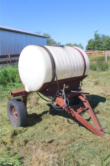 300 Gal. Poly Water Tank on 2-wheel cart