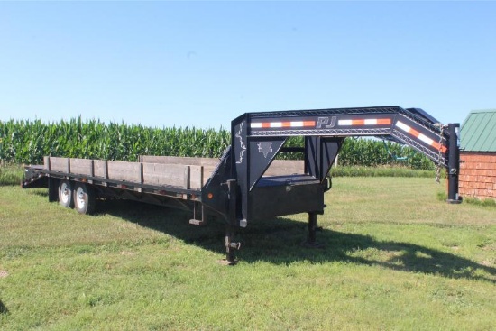 2013 PJ Gooseneck Flatbed Trailer w/ 21ft. Bed, 7,000LB Axles