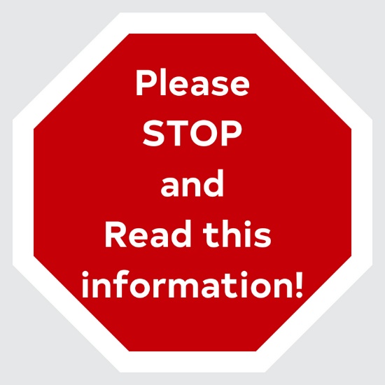 STOP! Read before Proceeding