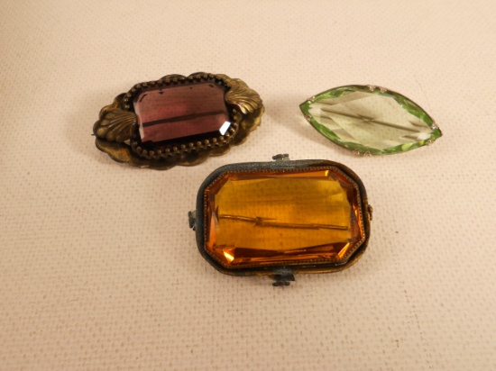 3 Antique Victorian Brooches