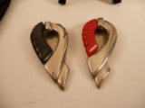 Bakelite Red and Black Shoe Clips