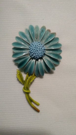Vintage Enamel Flower Brooch