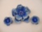 Blue Enamel Flower Rhinestone Brooch and Earring Set