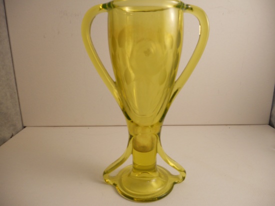 Antique Vaseline Uranium Tropy Vase