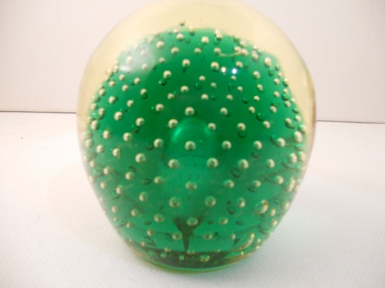 Green With Controll Bubbles Paperweight