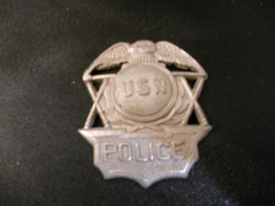 Vintage USN Police Badge, Metal