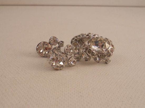 Vintage Rhinestone Brooch and Earrings