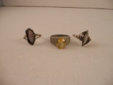 Lot of 3 Vintage Sterling Silver Rings with Stones