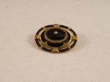 Antique Victorian Black Stone and Seed Pearl Brooch
