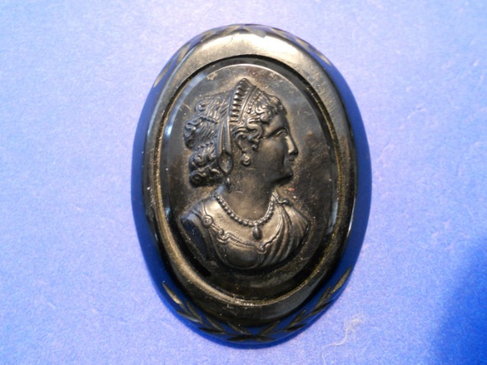 Vintage Carved Cameo Bakelite Brooch