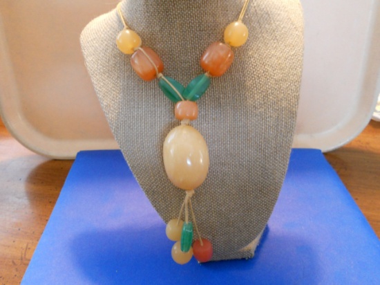 Vintage Rope and Large Bead Necklace