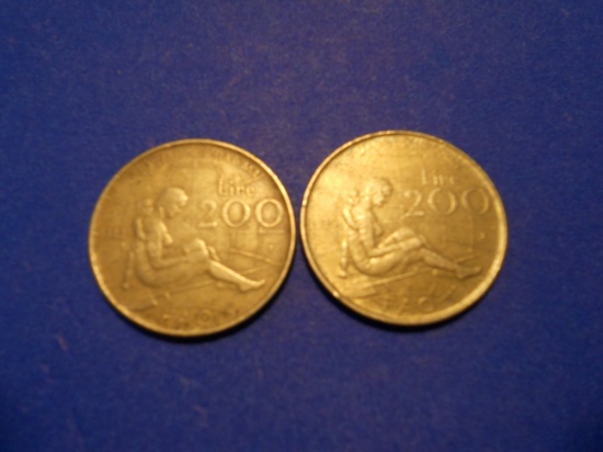 Lot of 2, Italian 200 Lire, 1980