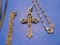 Lot of 3, Vintage Silver Cross and 2 Necklaces