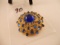 Vintage Blue Dome Shape Rhinestone Brooch