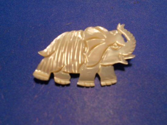 Vintage Mother of Pearl Elephant Brooch