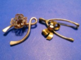 Lot of 2 Vintage Rhinestone gold Tone Brooches