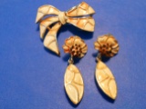 Vintage Enamel Brooch and Earrings, Hollycraft