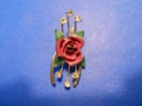 Vintage enamel and Rhinestone Brooch