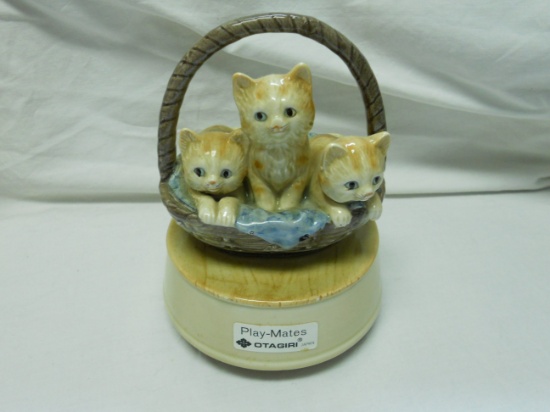 Vintage Otagiri Musical Cats in Basket Decorative Piece