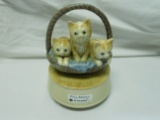 Vintage Otagiri Musical Cats in Basket Decorative Piece